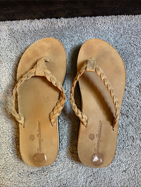 Tommy Bahama Shoes - Tommy Bahama Braided Tan Leather Thong Sandals